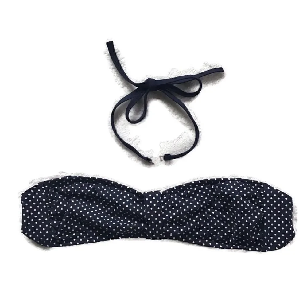 Lands End Polka Dot Halter Bandeau Bikini Top